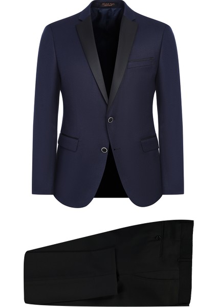 Slim Fit Mono Yaka Yünlü Smokin / Damatlık