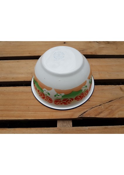 Yeşil Kırmızı Çiçekli Çinko Kase R=18 cm
