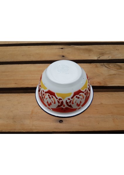 Kırmızı Sarı Çiçekli Çinko Kase R=14 cm BEG_2642