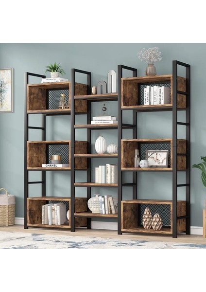 Üçlü Geniş Rustik Endüstriyel Kitaplık R400/C