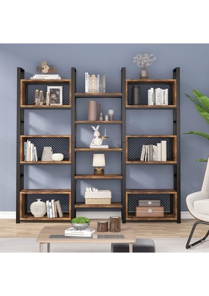 Üçlü Geniş Rustik Endüstriyel Kitaplık R400/C
