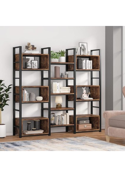 Üçlü Geniş Rustik Endüstriyel Kitaplık R400/C