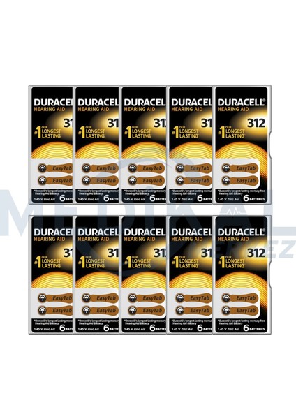 Işitme Cihazı Pili Duracell 10'lu Paket 312 Numara