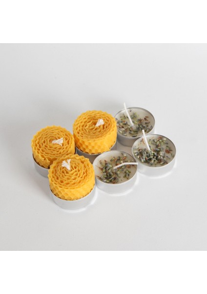 6'lı Doğal Balmumu Mum ve Soya Mumu Tealight Seti