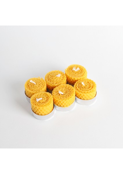 6’lı Doğal Balmumu Mum Tealight Seti