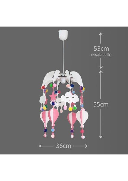 Design Otto Dream Light Dekoratif Çocuk Odası Avizesi Bebek Odası Avizesi Pembe