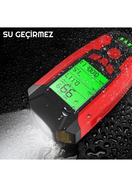 LED Bisiklet Ön Işığı Far 5 Modlu Alarm Korna Su Geçirmez