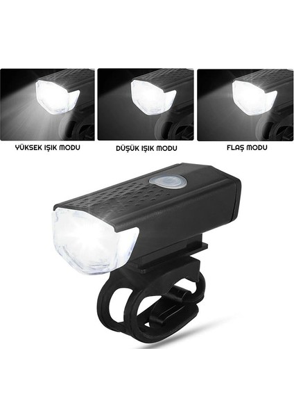 LED Bisiklet Ön ve Arka Ikaz Işığı Far 3 Modlu Su Geçirmez