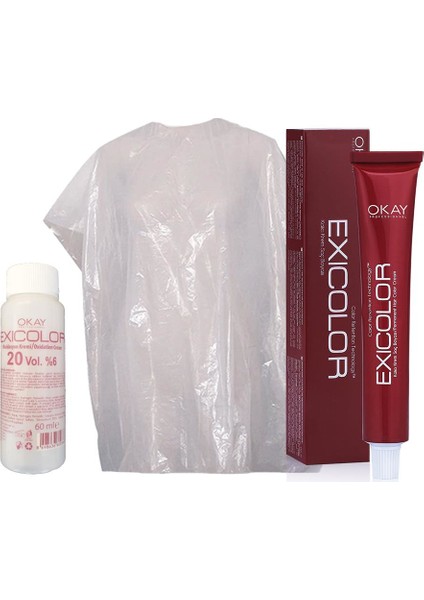 Saç Boyası Tüp 60 ml - 6.73 Koyu Kumral Kahve Altın + 20 Volüm Peroksit + Boya Naylonu