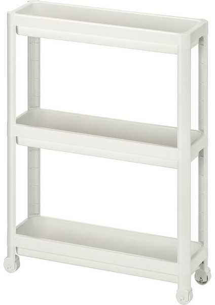 Beyaz Vesken Tekerlekli Raf Unitesi - 3 Katlı Vesken Raf - Banyo Rafı - Mutfak Rafı - 54 x 18 x 71