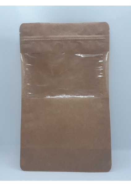 Ambalaj (100 Adet) Kraft Kilitli Poşet Geniş Pencereli Torba 16X27+4
