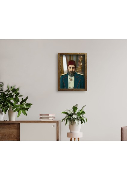Gift Sultan Iı Abdülhamid Han Tasarımlı Doğal Masif Ahşap Çerçeveli Tablo 45X65CM-7