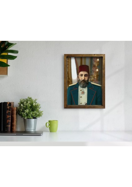 Gift Sultan Iı Abdülhamid Han Tasarımlı Doğal Masif Ahşap Çerçeveli Tablo 45X65CM-7 fiyatları