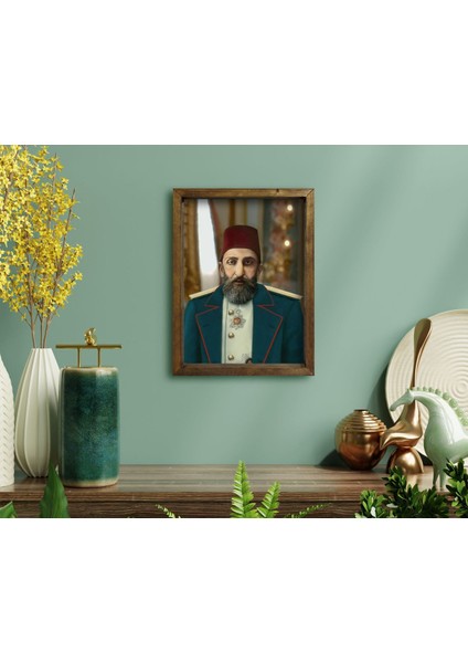 Gift Sultan Iı Abdülhamid Han Tasarımlı Doğal Masif Ahşap Çerçeveli Tablo 45X65CM-7 fırsatları