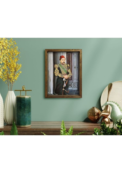 Gift Sultan Iı Abdülhamid Han Tasarımlı Doğal Masif Ahşap Çerçeveli Tablo 45X65CM-1 fırsatları