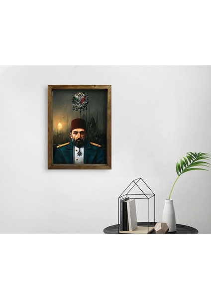 Gift Sultan Iı Abdülhamid Han Tasarımlı Doğal Masif Ahşap Çerçeveli Tablo 45X65CM-3 modelleri