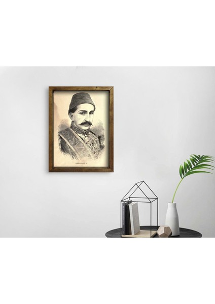 Gift Sultan Iı Abdülhamid Han Tasarımlı Doğal Masif Ahşap Çerçeveli Tablo 45X65CM-2