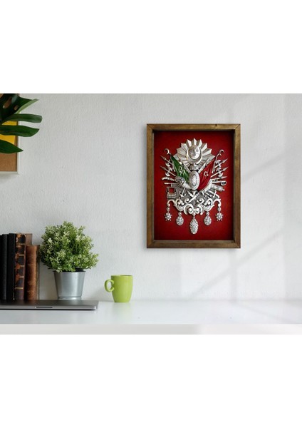 Gift Osmanlı Arması Tasarımlı Doğal Masif Ahşap Çerçeveli Tablo 45X65CM-5 fiyatları
