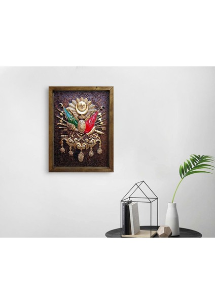 Gift Osmanlı Arması Tasarımlı Doğal Masif Ahşap Çerçeveli Tablo 45X65CM-4 modelleri