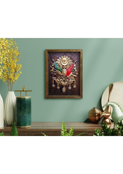 Gift Osmanlı Arması Tasarımlı Doğal Masif Ahşap Çerçeveli Tablo 45X65CM-4 fırsatları