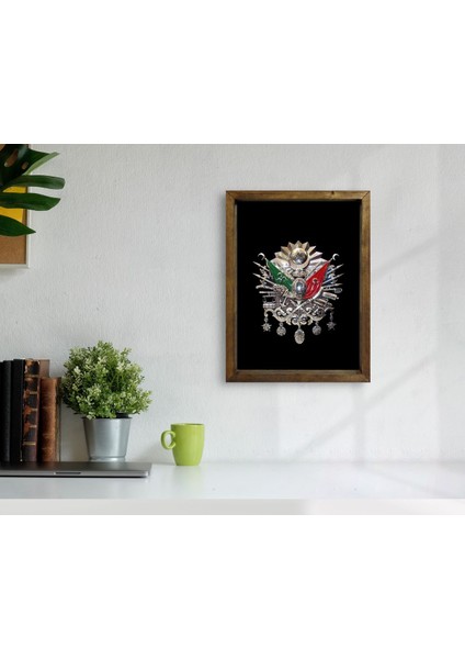 Gift Osmanlı Arması Tasarımlı Doğal Masif Ahşap Çerçeveli Tablo 45X65CM-2 fiyatları