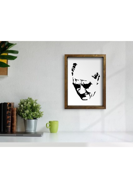 Gift Atatürk Tasarımlı Doğal Masif Ahşap Çerçeveli Tablo 45X65CM-45