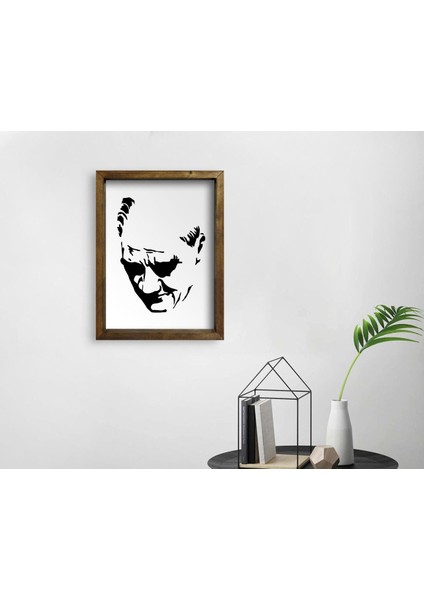 Gift Atatürk Tasarımlı Doğal Masif Ahşap Çerçeveli Tablo 45X65CM-45