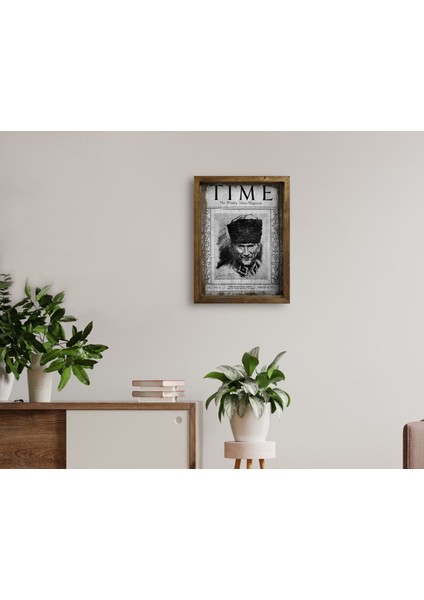 Gift Atatürk Tasarımlı Doğal Masif Ahşap Çerçeveli Tablo 45X65CM-30