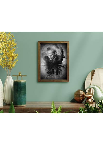 Gift Atatürk Tasarımlı Doğal Masif Ahşap Çerçeveli Tablo 45X65CM-17 fırsatları
