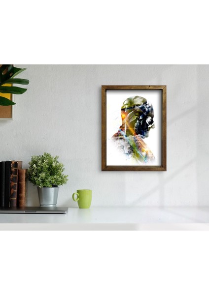 Gift Atatürk Tasarımlı Doğal Masif Ahşap Çerçeveli Tablo 45X65CM-15