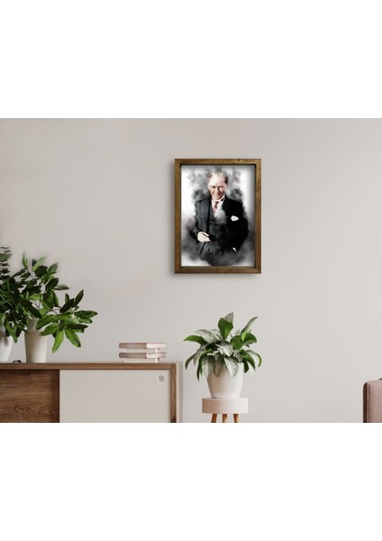 Gift Atatürk Tasarımlı Doğal Masif Ahşap Çerçeveli Tablo 45X65CM-5