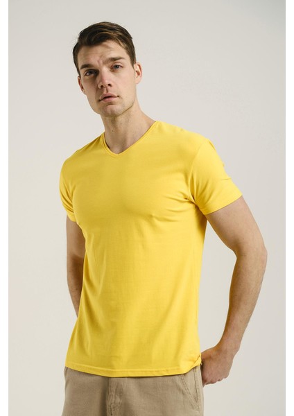 Riley V Yaka Slim Fit Basic Erkek Tshirt