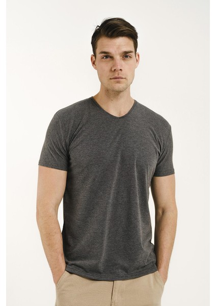 Riley V Yaka Slim Fit Basic Erkek Tshirt