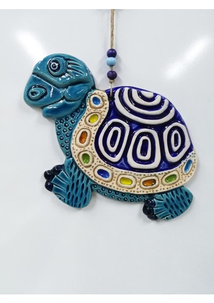 Seramik Kaplumbağa Figürlü Dekoratif El Işi Duvar Süsü Nazarlık