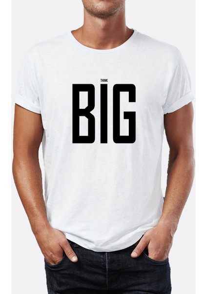 Think Big Baskılı Bisiklet Yaka Erkek Tişört
