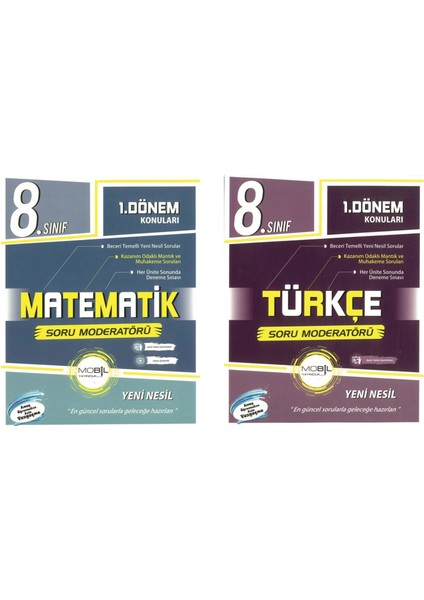 Mobil 8. Sınıf Matematik - Türkçe 1. Dönem Konuları Soru Bankası Seti