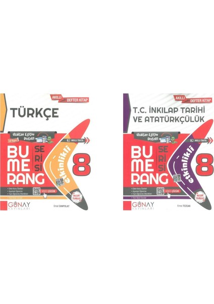 Gün&Ay Yayınları 8. Sınıf Bumerang Serisi Türkçe - Inkılap Soru Bankası Seti