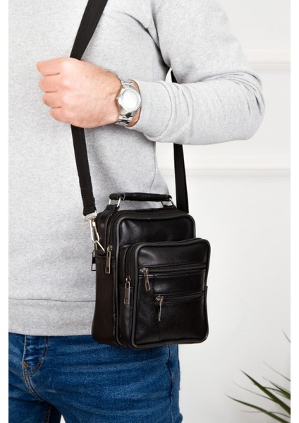 Deri Postacı El Çantası Ortaboy