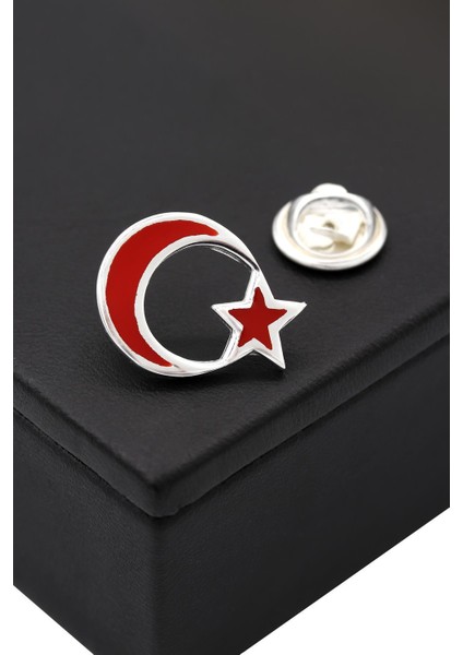 Ay Yıldız Mineli Gümüş Rozet 018