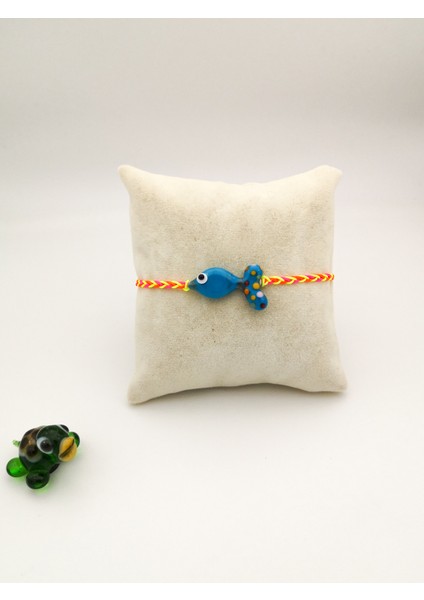 Murano Renkli Turkuaz Balık Makrome Ayarlanabilir Ip Halhal