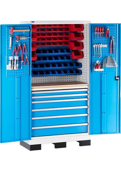 Endüstriyel Malzeme Dolabı-6 Çekmeceli-Avadanlık Kutulu-Takım Asma Panolu-Metal Kapaklı