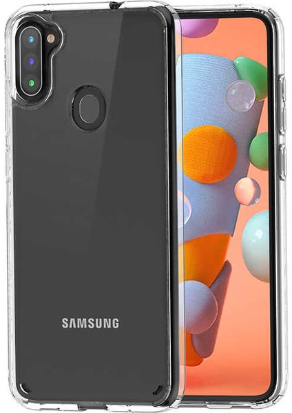 - Samsung Galaxy A11 - Kılıf Sert Cam Gibi Şeffaf Koruyucu Coss Kapak - T13754