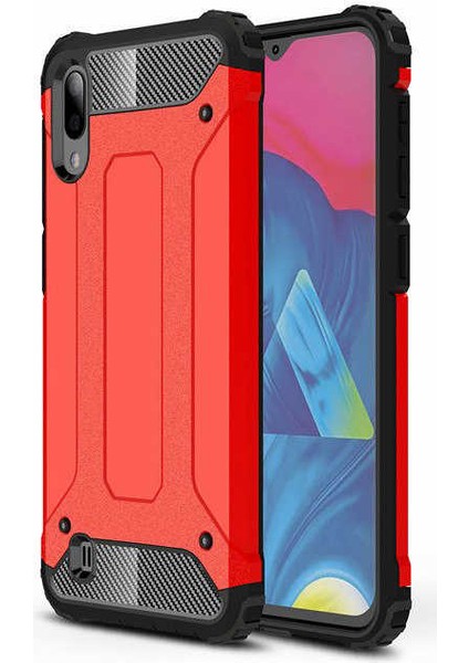- Samsung Galaxy M10 - Kılıf Çift Katman Zırh Tank Crash Military Kapak - Kırmızı - T7675