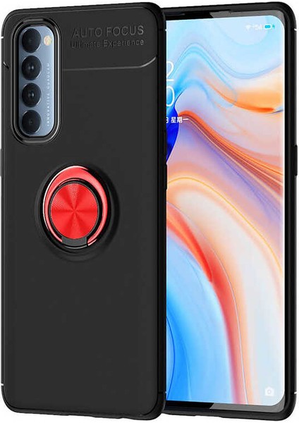- Oppo Reno 4 Pro 4g - Kılıf Yüzüklü Auto Focus Ravel Karbon Silikon Kapak