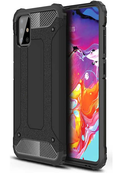 - Samsung Galaxy A51 - Kılıf Çift Katman Zırh Tank Crash Military Kapak - Siyah - T11126