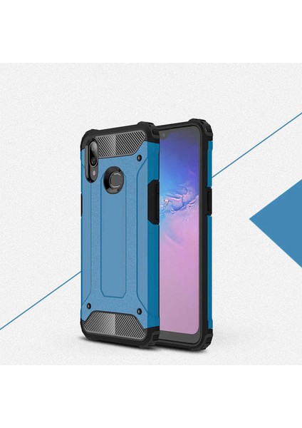 - Samsung Galaxy A10S - Kılıf Çift Katman Zırh Tank Crash Military Kapak - Mavi - T9987