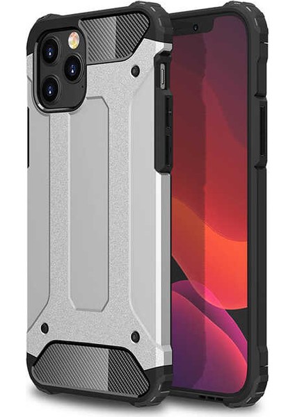 - Apple iPhone 12 Pro Max - Kılıf Çift Katman Zırh Tank Crash Military Kapak - Gri