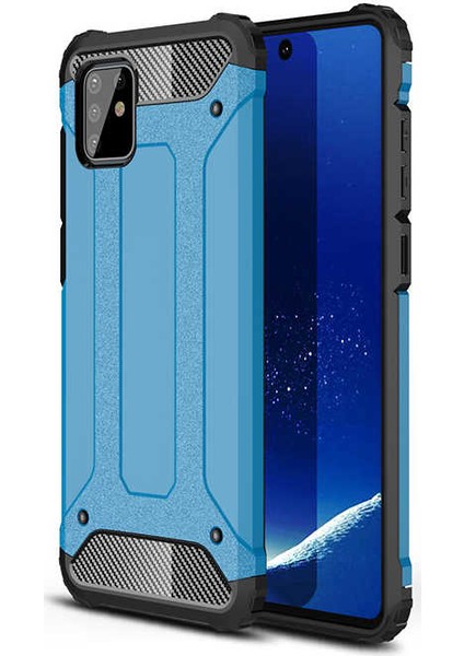 - Samsung Galaxy A81 (Note 10 Lite) - Kılıf Çift Katman Zırh Tank Crash Military Kapak - Mavi - T11326