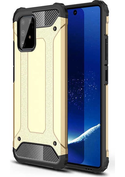 - Samsung Galaxy A91 (S10 Lite) - Kılıf Çift Katman Zırh Tank Crash Military Kapak - Gold - T11327