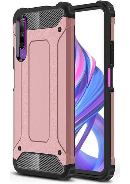 - Huawei P Smart Pro 2019 - Kılıf Çift Katman Zırh Tank Crash Military Kapak - Rose Gold - T11285